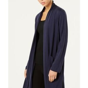 Eileen Fisher Navy Open Front Cardigan - Capsule Wardrobe- Large